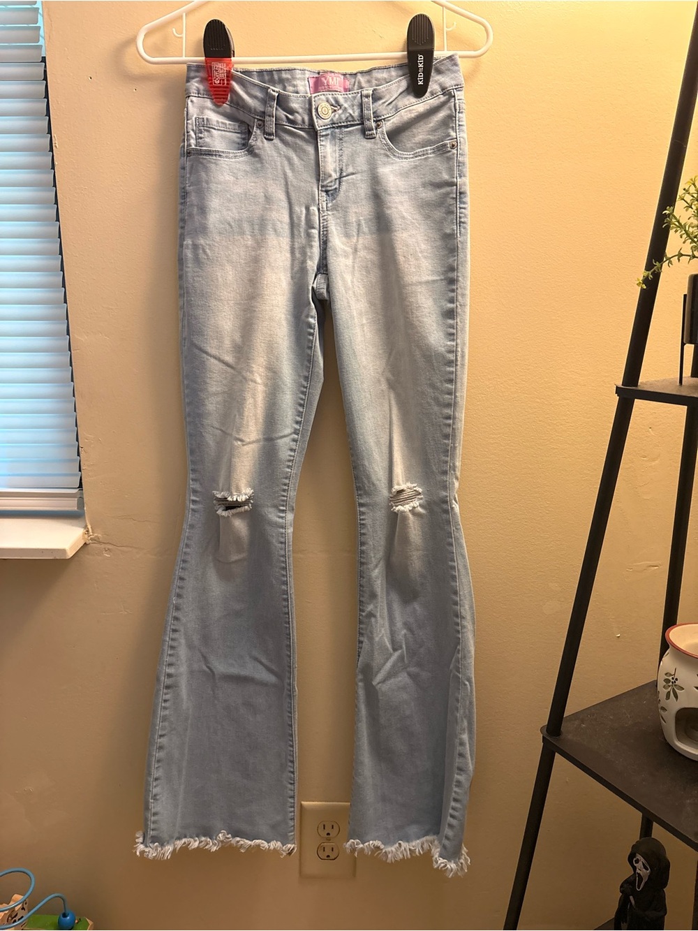 YMI Light Blue Distressed Flare Jeans